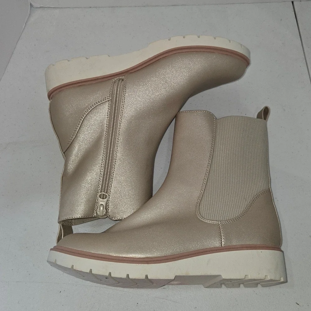 Art Class Girls Size 5 Champagne Gold Shimmer Chelsea Boots F16751283 093120374